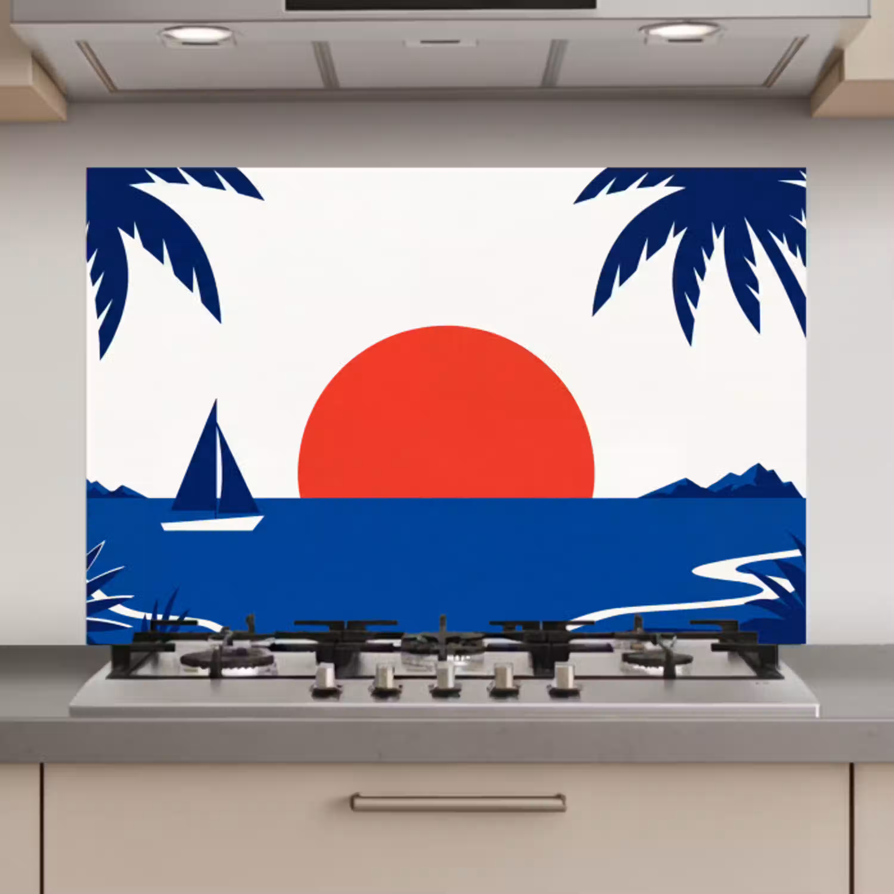 Zonsondergang - Zee - Palmboom - Tropisch - Modern keuken achterwand spatscherm klein -3d_website