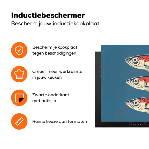 Vissen - Rood - Blauw Inductie beschermer vinyl 3mm klein -zzzzzzz-td-ups