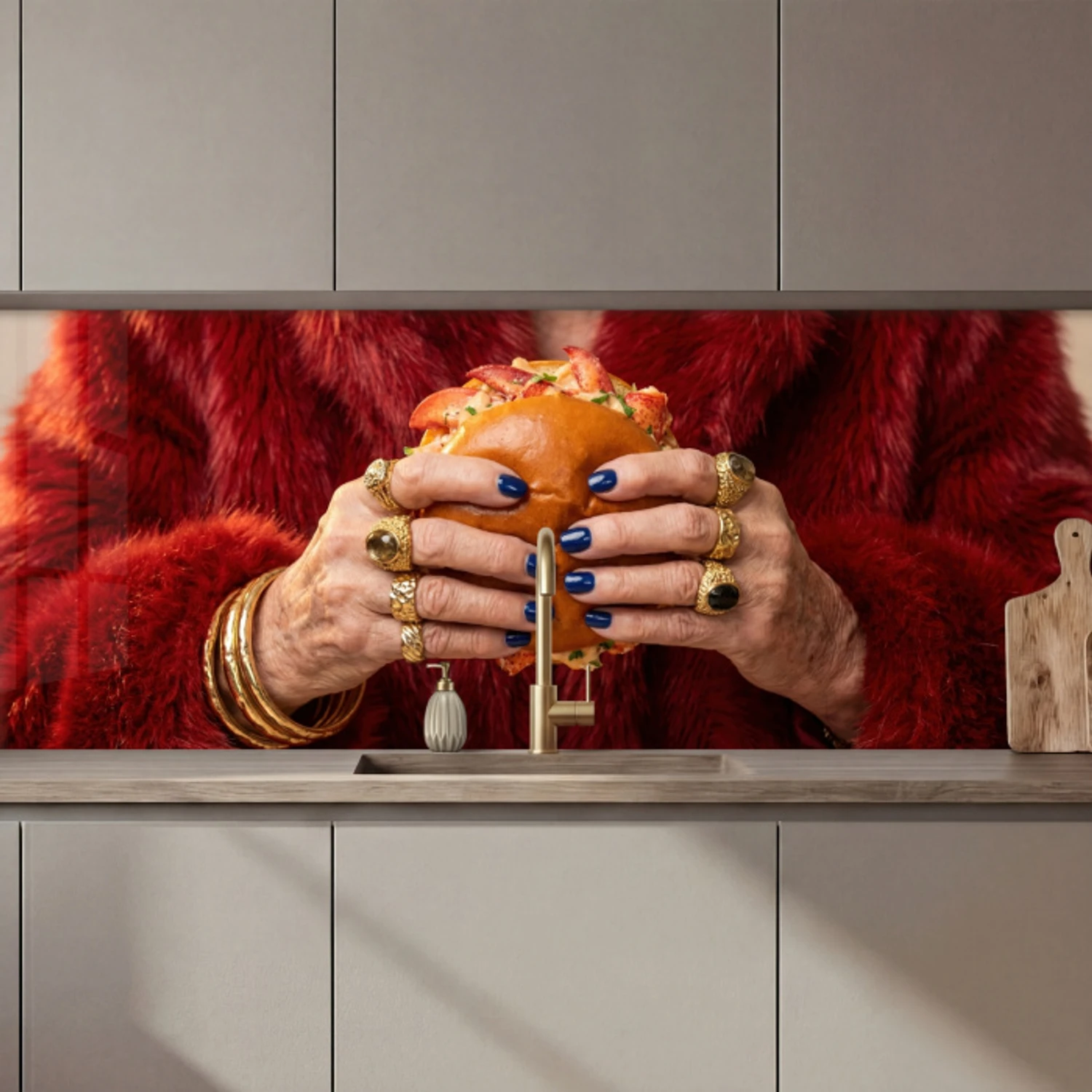 Broodje - Bontjas - Goud keuken achterwand 2 middel zz_3dshopping