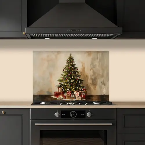 Kerstboom - Versierd - Kleurrijk keuken achterwand spatscherm klein -sfeer1