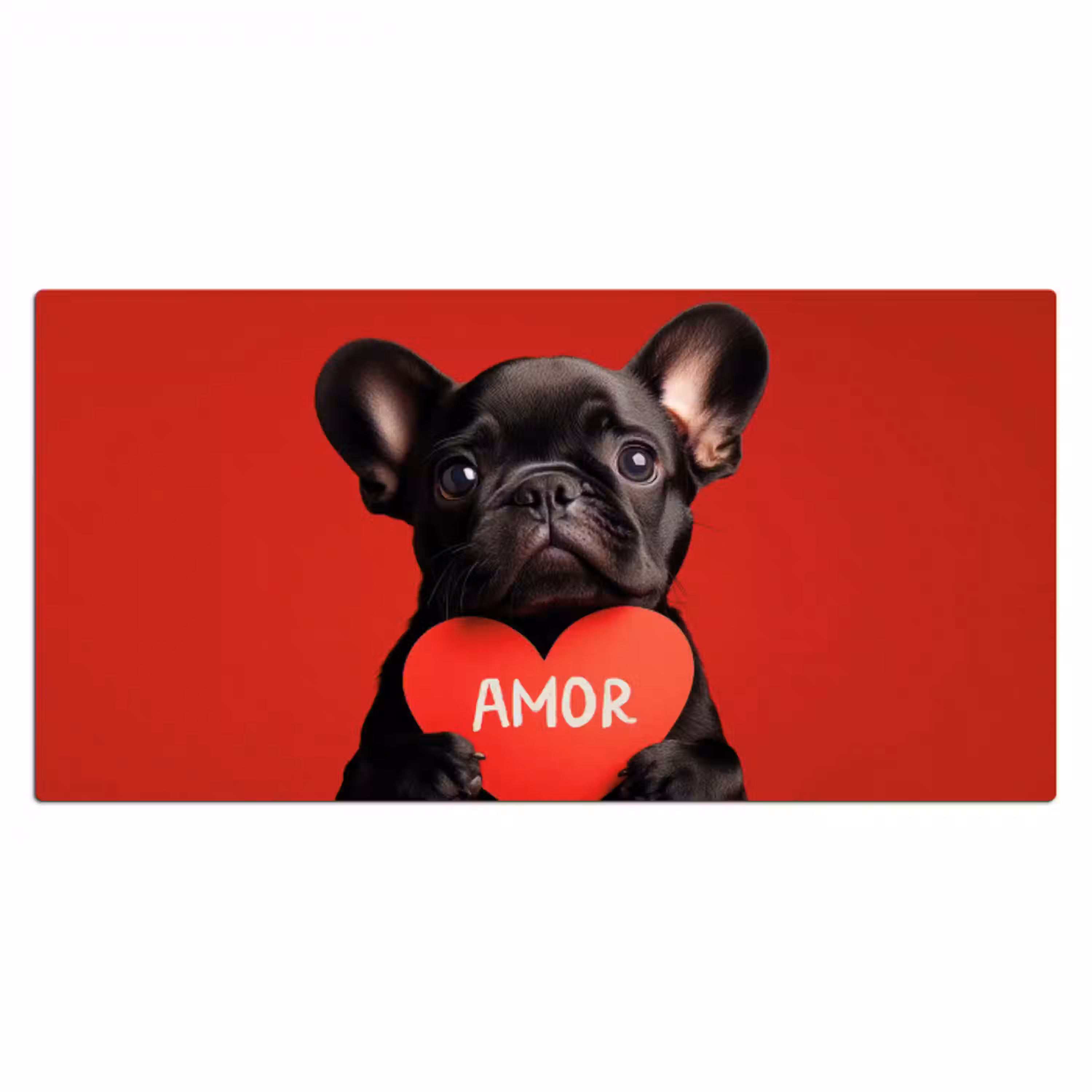 Amor - Hond  - Hartje - Rood Muismat XXL klein -3d_leeg