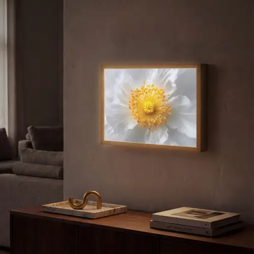 Wit - Bloem - Elegant Light Box met batterij (Wandlamp) middel -sfeer1