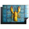 Kreeft - Geel - Blauw - Tegels Inductie beschermer vinyl 3mm klein -3d
