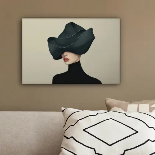 Vrouw - Groen - Hoed canvas 2cm klein -sfeer3