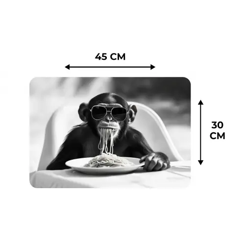 Aap - Spaghetti - Zonnebril - Zwart wit - Cool - Dier Placemat vinyl groot -specs