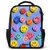 Een speels en kunstzinnig patroon van kleurrijke smileys Rugzak - Zwart middel -3d