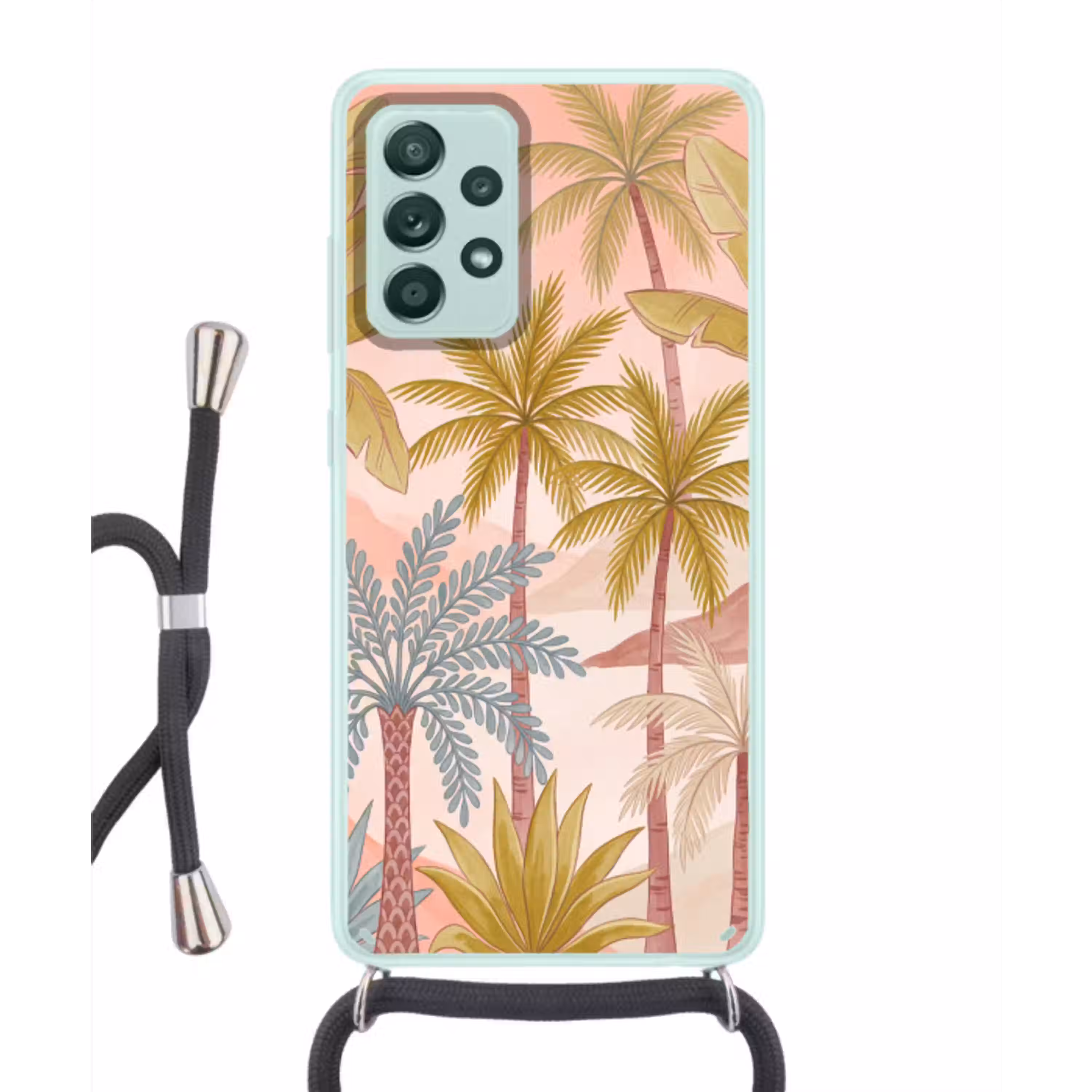 Illustratie - Palmbomen - Kleurrijk Hoesje Samsung Galaxy A52 met koord klein -3d