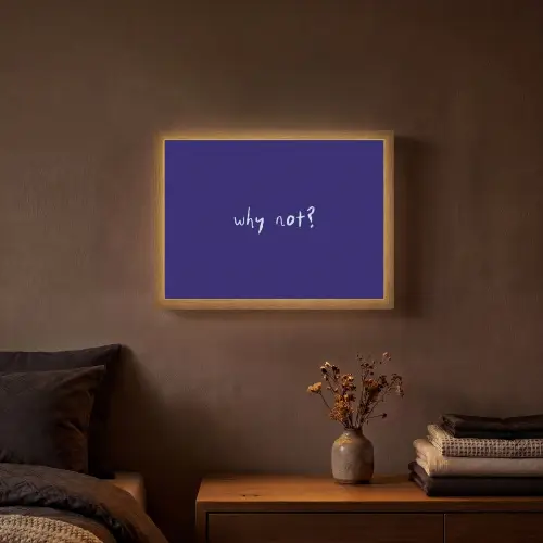 Why not - Blauw - Handgeschreven Light Box met batterij (Wandlamp) middel -sfeer4