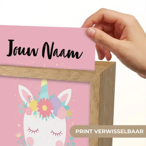 Eenhoorn - Bloemen - Roze Light Box met kabel (Kinderlampje) klein -USP_websiteprintNL