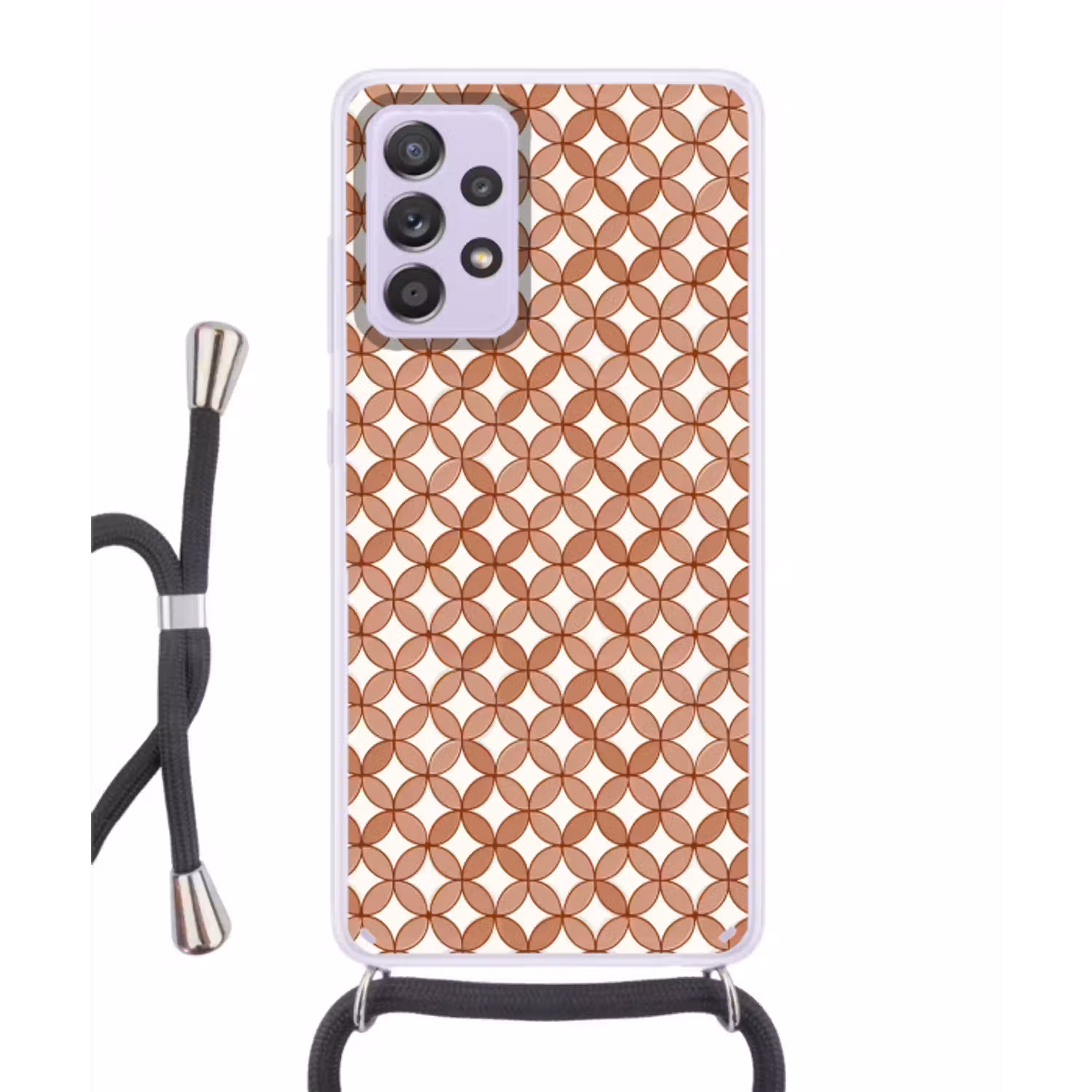 Geometrisch - Cirkels - Modern - Terracotta Hoesje Samsung Galaxy A52 5G met koord klein 816 -3d