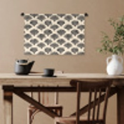 Waaiers - Botanisch - Zwart - Beige Wandkleed katoen klein 269 -sfeer6