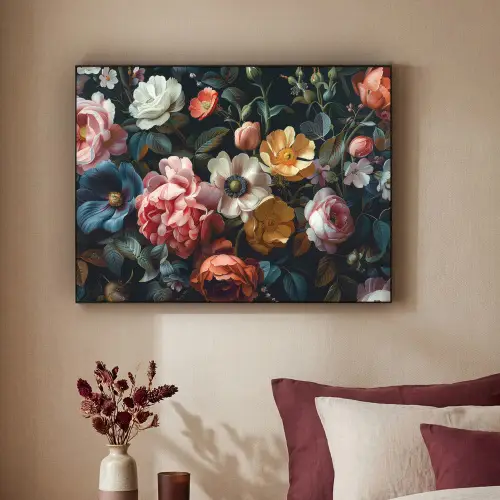 Vintage - Kleurrijk - Bloemen - Modern Textielframe zwart klein -sfeer1