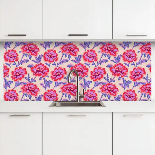 Bloemen - Patroon - Meerkleurig keuken achterwand 2 middel 871 -3d