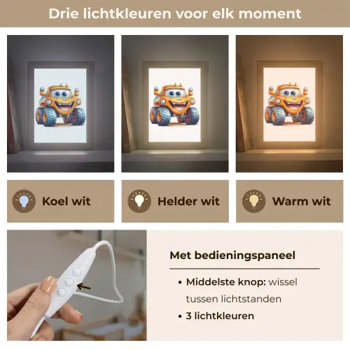 Auto - Oranje - Jongen - Kind Light Box met kabel klein -USP_lichtkleurNL