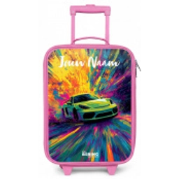 Sportauto - Groen - Verfstrepen - Kleuren Kinderkoffer - Roze klein -zz3dotto