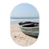 Boot - Zandstrand - Zee Wandcirkel Ovaal Forex klein -3d