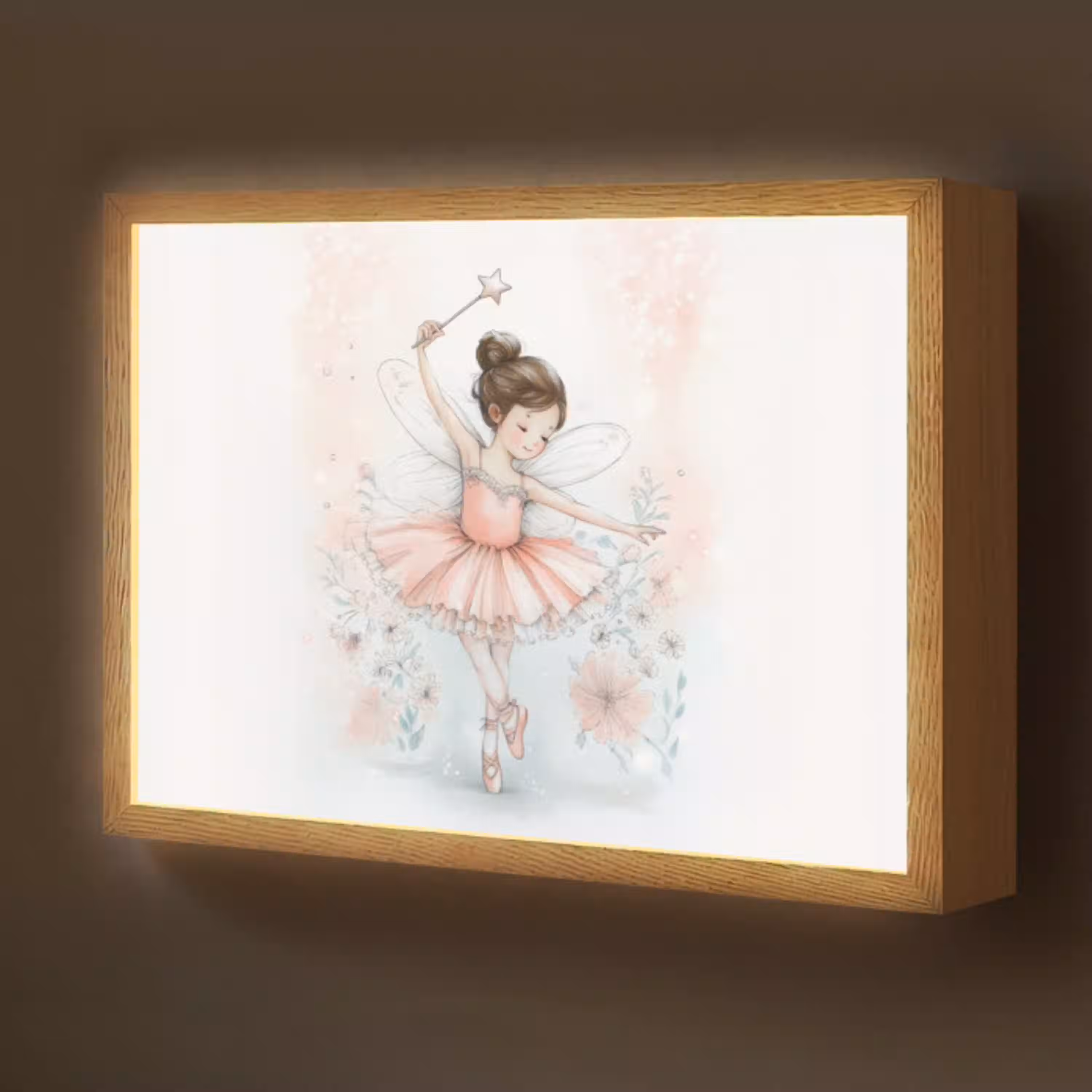 Ballerina - Fee - Roze Light Box met batterij (Wandlamp kind) middel -z3d_website