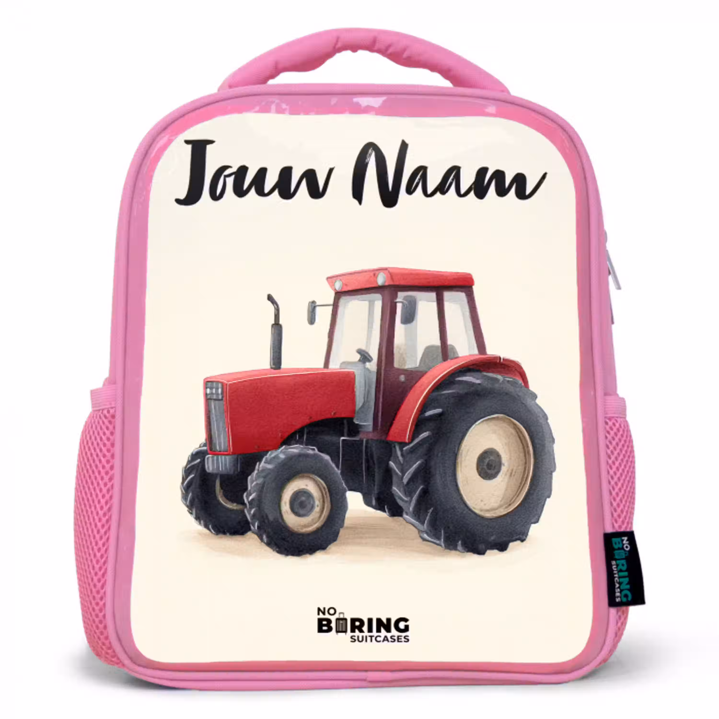 Tractor - Getekend - Rood Kinderrugzak - Roze middel -3d