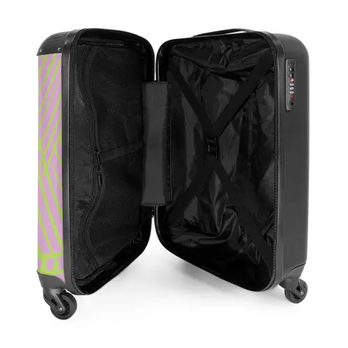Line-art - Groen/Paars NBS - Handbagage koffer - Kinderen Unisex middel -binnenkant