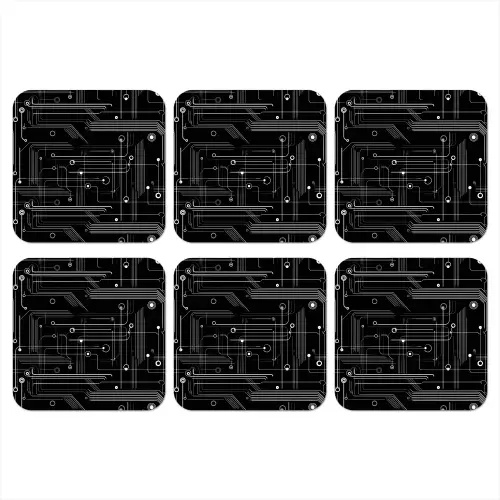 Gaming - Abstract - Lijnen - Rondjes - Zwart onderzetter kurk middel -3d