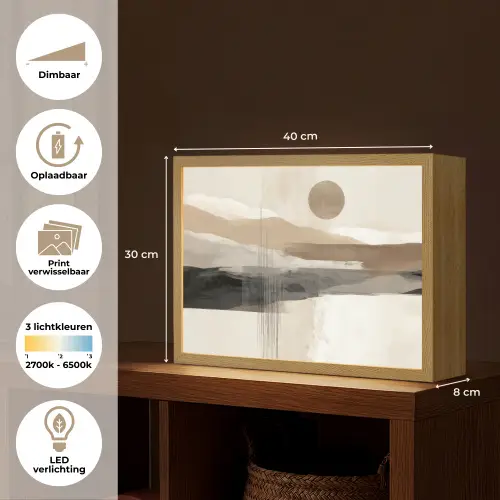 Minimalistisch - Landschap - Dimensie Light Box met batterij (Wandlamp) middel -USP_websiteoverzichtNL