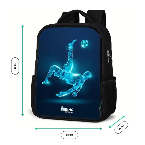 Omhaal in blauw neonvoetbal Rugzak - Zwart middel -productfoto_formaten