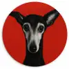 Windhond - Minimalistisch - Rood Wandcirkel kunststof plaat 5mm dik klein -3d
