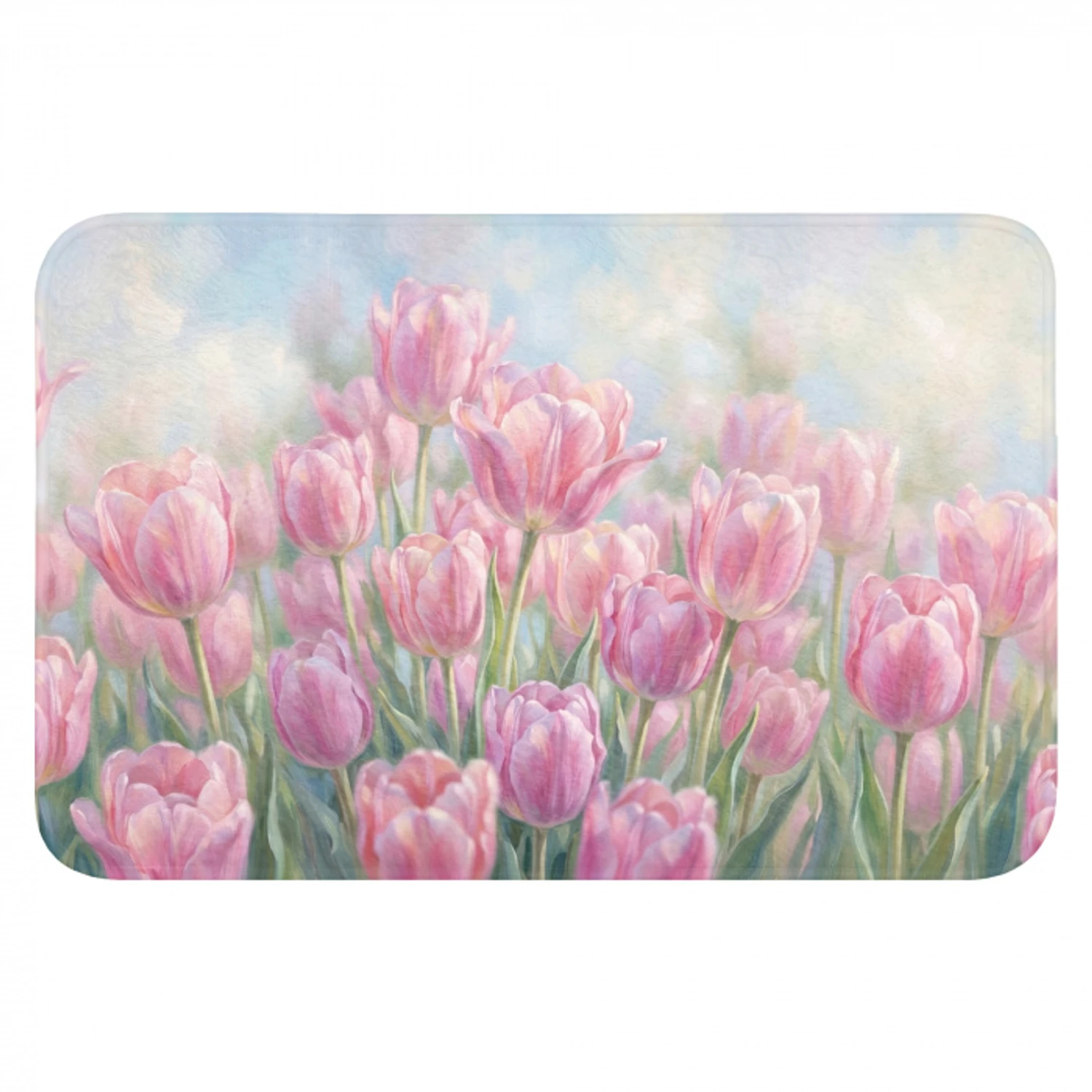 Tulpen - Veld - Lente - Roze Badmat klein -3d