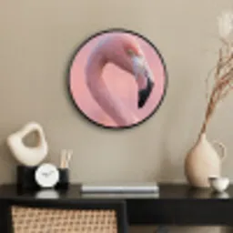 Flamingo - Portret - Roze Fotolijst rond zonder passe partout klein -sfeer1