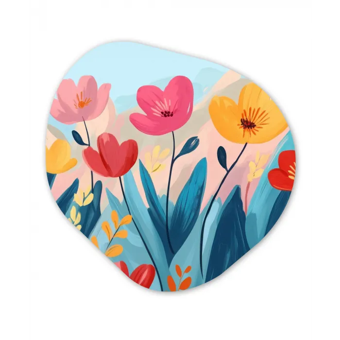 Illustratie - Bloemen - Kleurrijk Wandcirkel Organisch Forex 3mm klein -3d