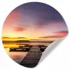 Steiger - Zonsondergang - Water - Zee - Reflectie Wandcirkel behangsticker klein -3d