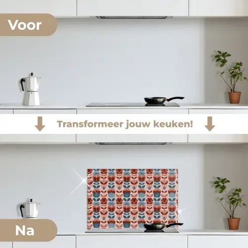 Vintage - Motief - Kleurrijk keuken achterwand spatscherm klein 900 -voor_na_NL