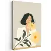 Vrouw - Bloem - Geel - Minimalistisch Tuinposter op houten frame 2 cm dik klein -3d