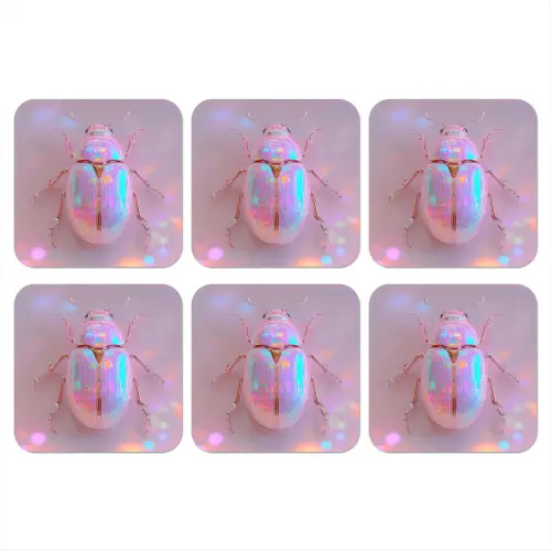Kever - Metallic - Lichteffect - Roze onderzetter kurk middel -3d