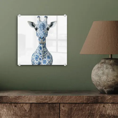 Giraffe - Delfts blauw - Dieren - Minimalistisch plexiglas 5mm klein -sfeer3