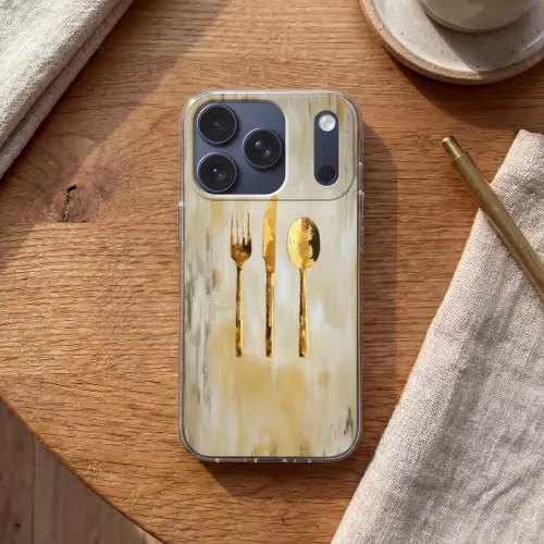 Verf - Goud - Bestek Telefoonhoesje iPhone 17 Pro klein -sfeer1