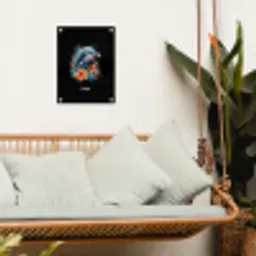 Dolfijn te midden van graffiti bloemen tuinposter los doek klein -sfeer7