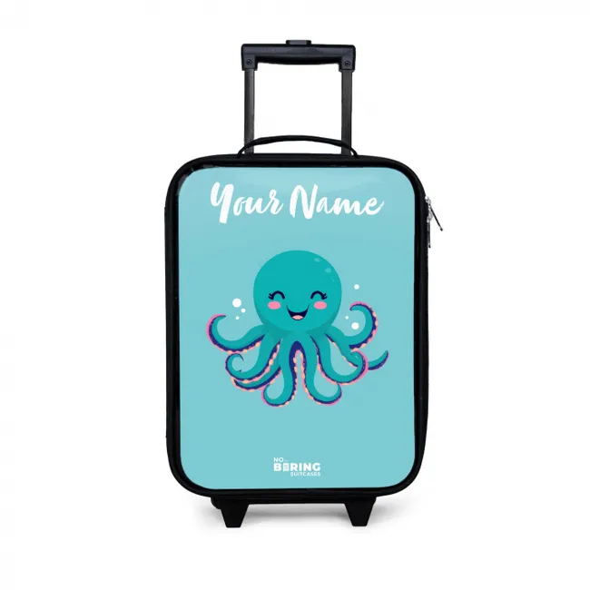 Octopus - Water - Blauw Kinderkoffer - Zwart klein -3d
