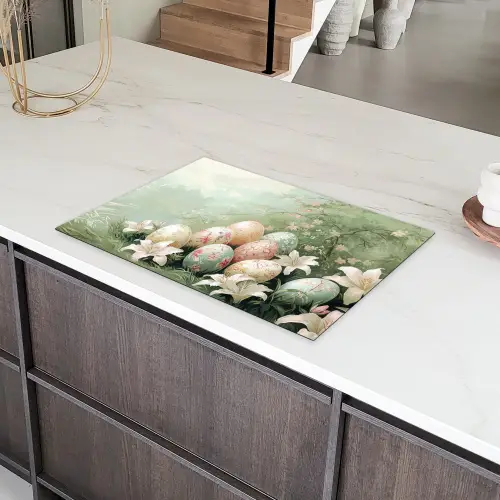 Paaseieren - Pasteltinten - Bloemen Inductie beschermer vinyl 3mm klein -sfeer8