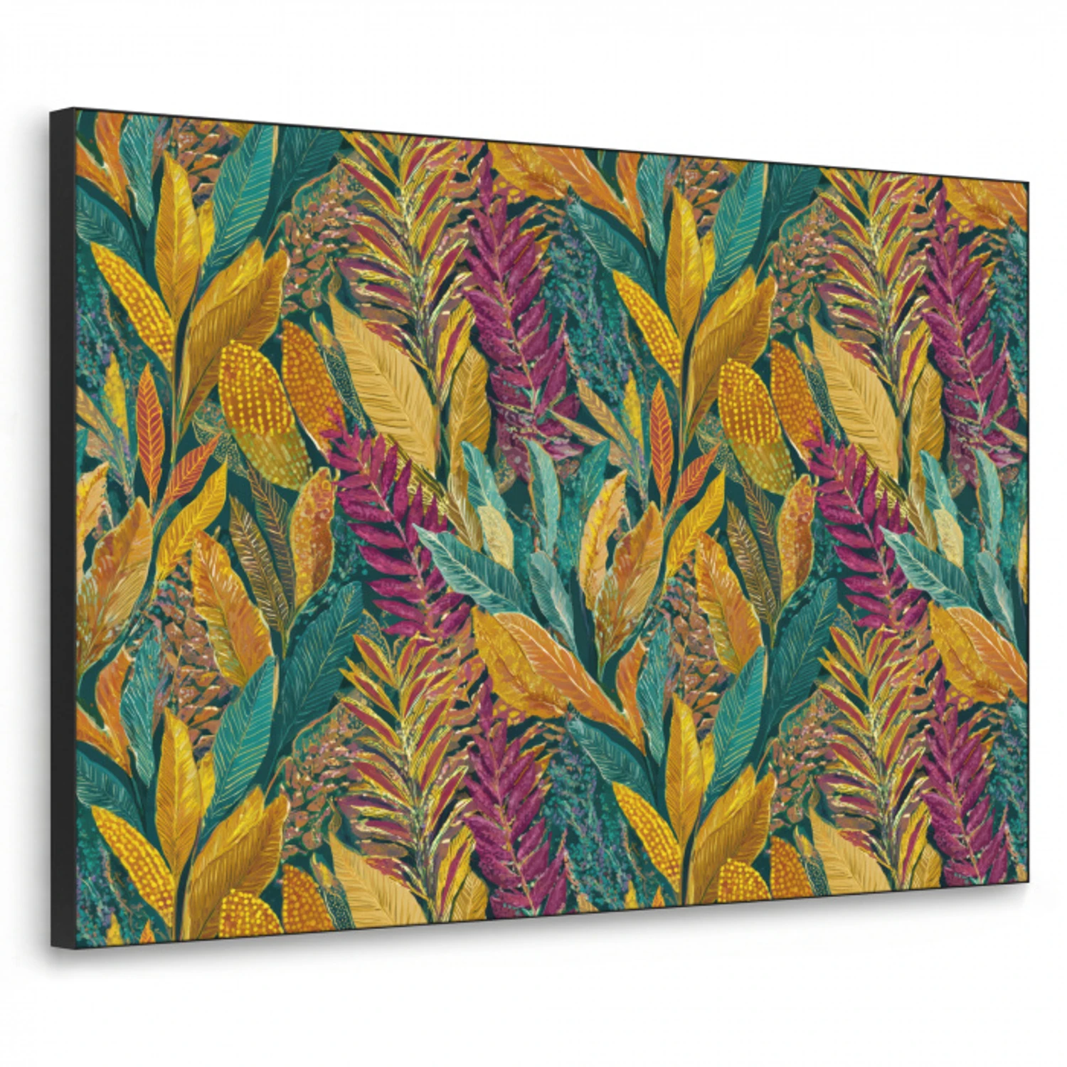Tropische - Botanisch - Patroon - Kleurrijk - Exotisch Textielframe zwart klein 947 -3d