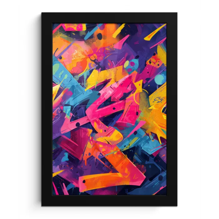 Abstract - Vormen - Kleurrijk fotolijst zwart zonder passe partout klein -3d