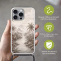 Jungle - Watervallen - Tropisch - Illustratie Hoesje iPhone 16 Pro Max met koord klein -sfeer2_NL