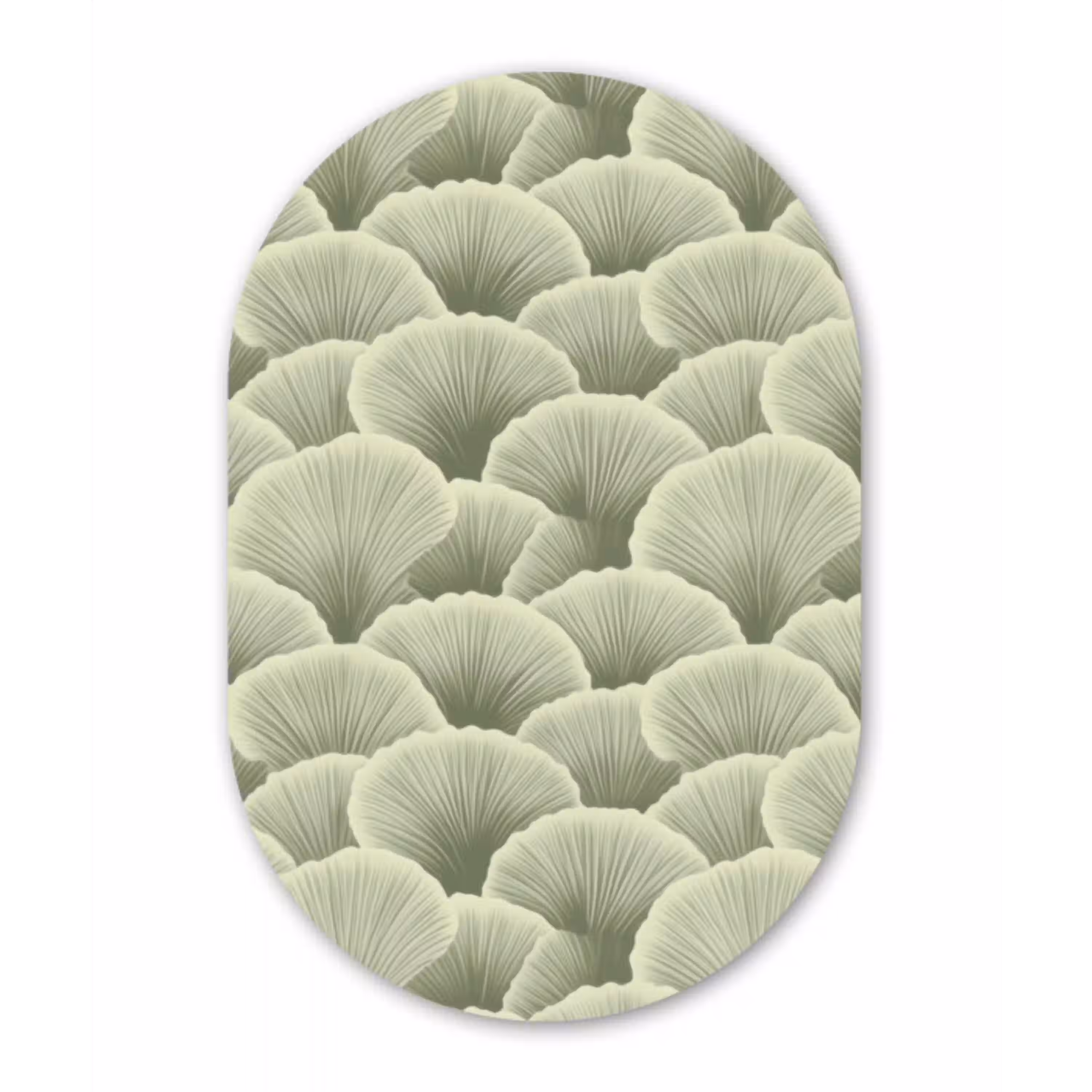 Waaier - Blad - Groen Wandcirkel Ovaal Aluminium middel 839 -3d