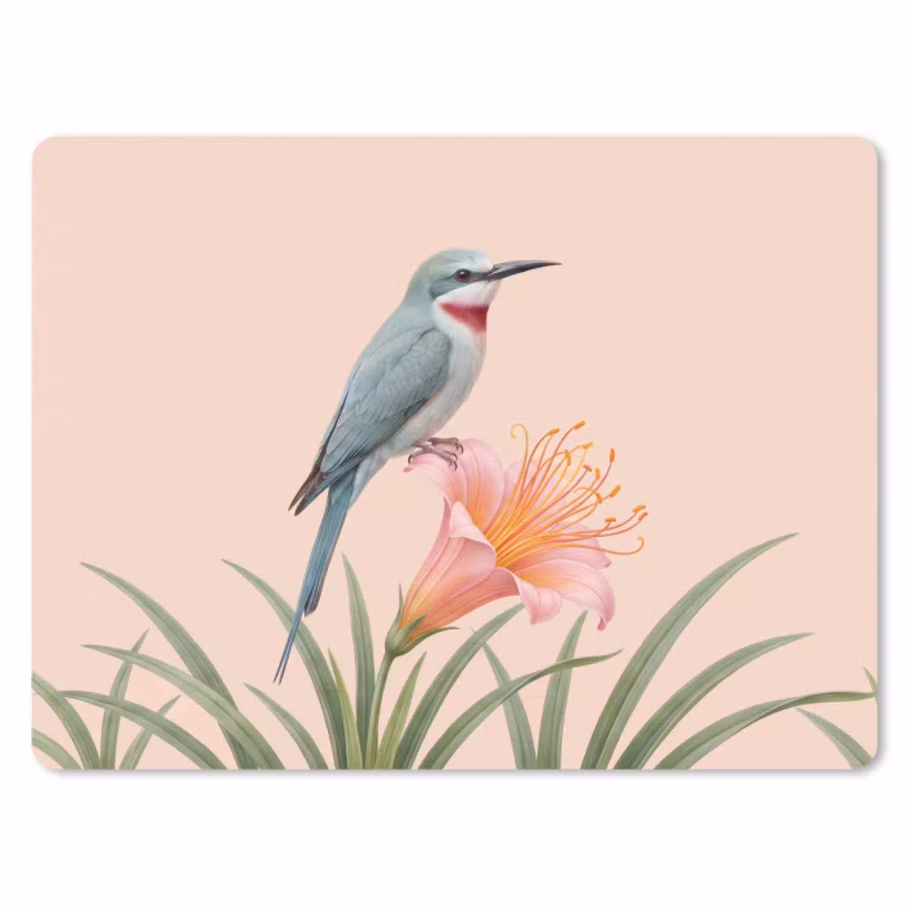Vogel - Bloem - Natuur - Roze muismat rubber klein -3d