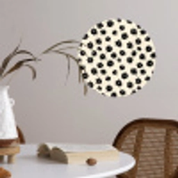 Madeliefjes - Grafisch - Zwart - Beige Wandcirkel behangsticker klein 186 -sfeer3