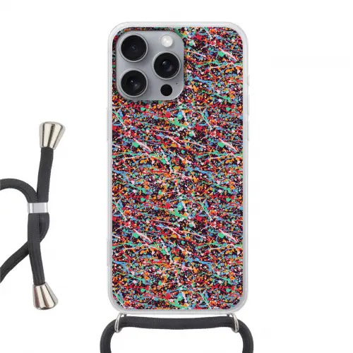 Spat - Abstract - Waterverf - Multi Hoesje iPhone 16 Pro Max met koord klein 804 -3d