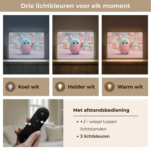 Monster - Pastel - Roze - Snoep Light Box met batterij (Wandlamp kind) middel -USP_lichtkleurNL