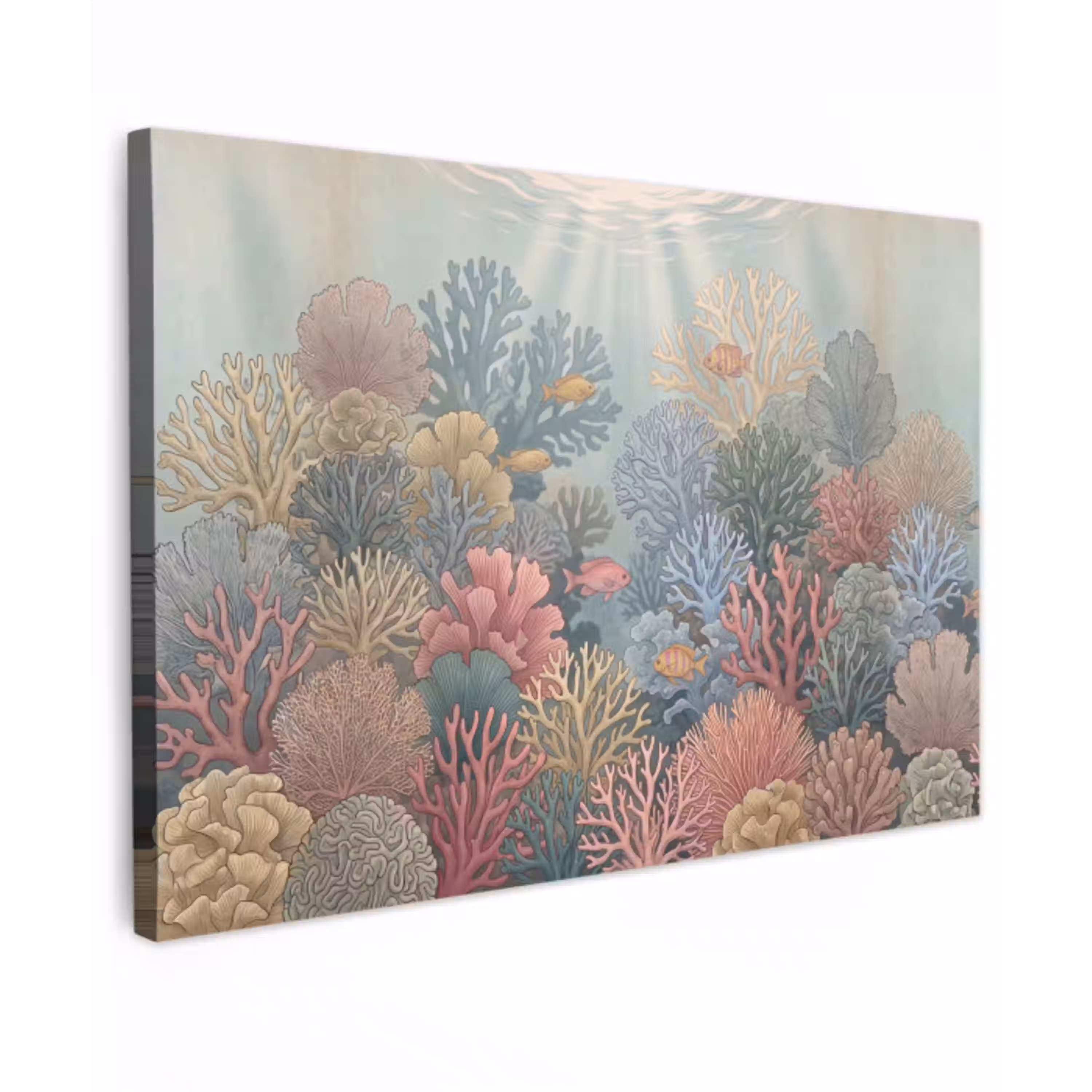Zee - Koraal - Vis - Natuur - Kleurrijk Tuinposter op houten frame 2 cm dik klein -3d