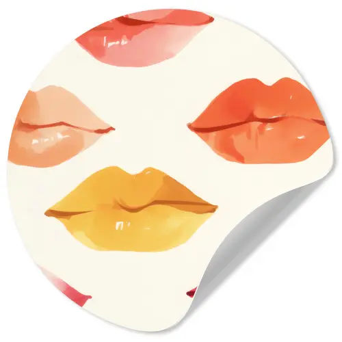 Lippen - Kleurrijk - Glanzend Wandcirkel behangsticker klein -3d