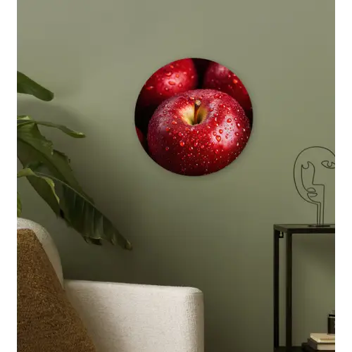 Rood - Appels - Fruit Wandcirkel plexiglas klein -sfeer3